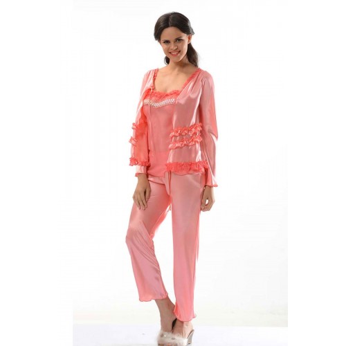 Nar Çiçeği Saten Pijama Takımı - 1413 - Beden XL Nar Çiçeği Saten Pijama Takımı - 1413 - Beden XL