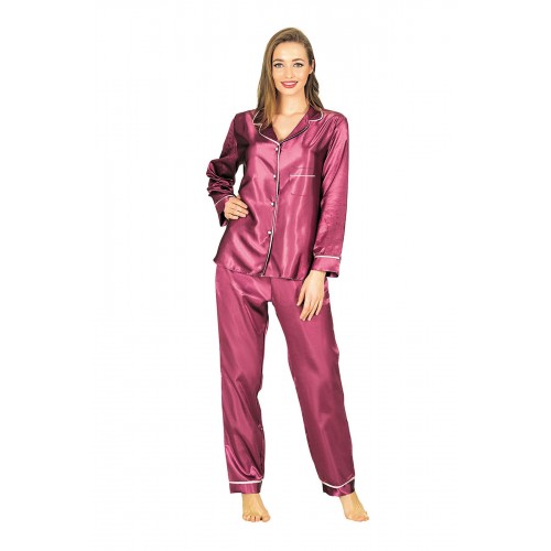 Mor Saten Pijama Takımı - 1613 - Beden L Mor Saten Pijama Takımı - 1613 - Beden L