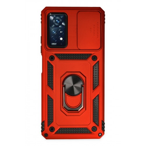 Newface Xiaomi Redmi Note 11 Pro Kılıf Pars Lens Yüzüklü Silikon - Kırmızı