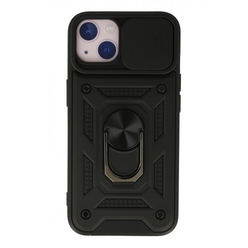 Newface iPhone 13 Kılıf Pars Lens Yüzüklü Silikon - Siyah