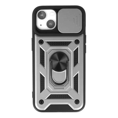 Newface iPhone 13 Kılıf Pars Lens Yüzüklü Silikon - Gümüş