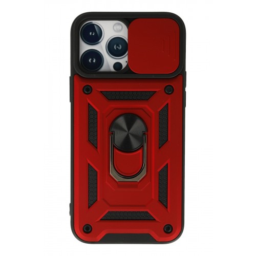 Newface iPhone 13 Pro Kılıf Pars Lens Yüzüklü Silikon - Kırmızı