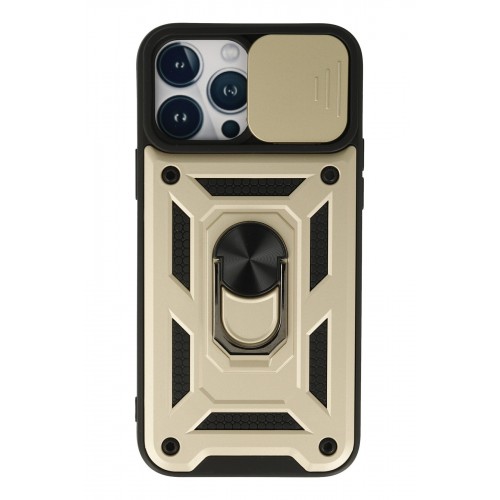 Newface iPhone 13 Pro Max Kılıf Pars Lens Yüzüklü Silikon - Gold
