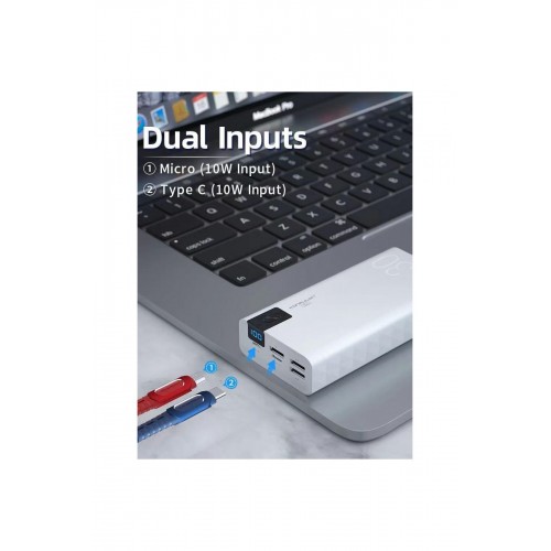 Konfulon A19 Dijital Ekranlı Powerbank 30.000 mAh Hızlı Şarj - Beyaz Konfulon A19 Dijital Ekranlı Powerbank 30.000 mAh Hızlı Şarj - Beyaz