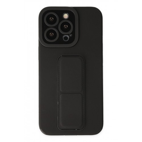 Newface iPhone 13 Pro Kılıf Mega Standlı Silikon - Siyah