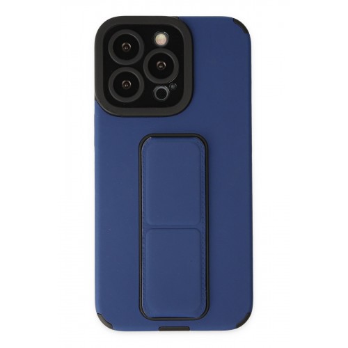 Newface iPhone 13 Pro Max Kılıf Mega Standlı Silikon - Mavi