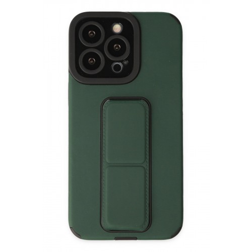 Newface iPhone 13 Pro Max Kılıf Mega Standlı Silikon - Yeşil