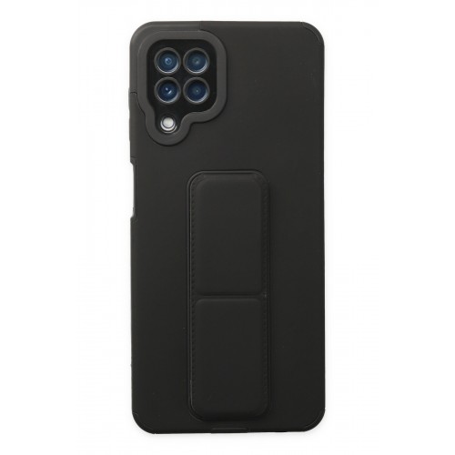 Newface Samsung Galaxy M32 Kılıf Mega Standlı Silikon - Siyah