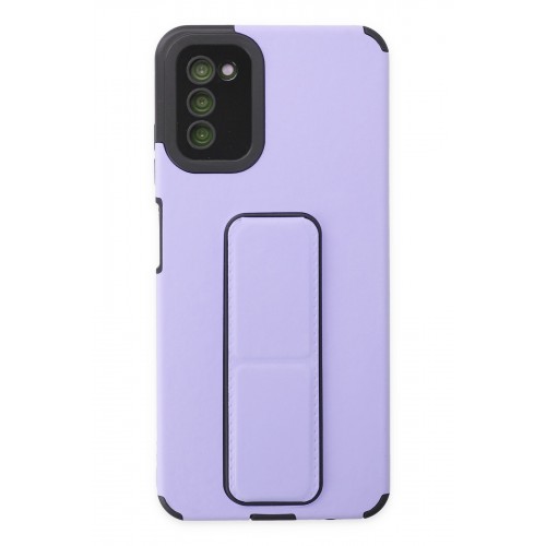 Newface Samsung Galaxy A03S Kılıf Mega Standlı Silikon - Lila