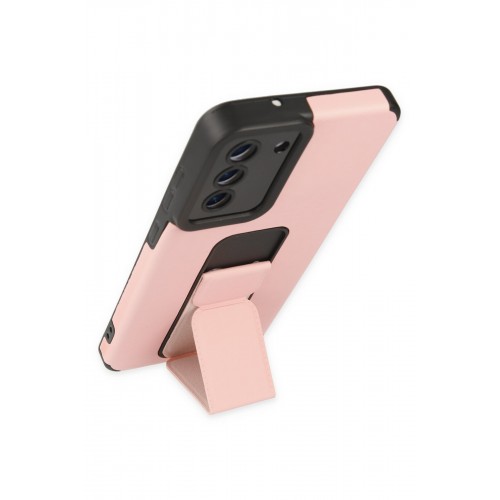 Newface Samsung Galaxy S21 FE Kılıf Mega Standlı Silikon - Pudra Newface Samsung Galaxy S21 FE Kılıf Mega Standlı Silikon - Pudra