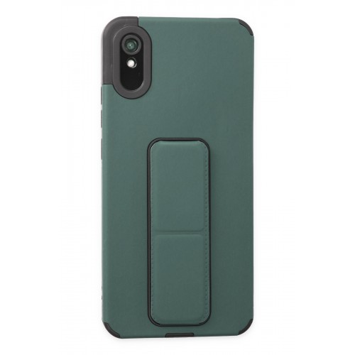Newface Xiaomi Redmi 9A Kılıf Mega Standlı Silikon - Yeşil