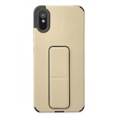 Newface Xiaomi Redmi 9A Kılıf Mega Standlı Silikon - Gold