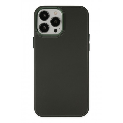 Newface iPhone 13 Pro Kılıf Asya Deri Silikon - Koyu Yeşil
