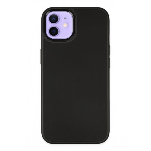Newface iPhone 12 Kılıf Asya Deri Silikon - Siyah