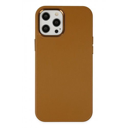 Newface iPhone 12 Pro Kılıf Asya Deri Silikon - Kahverengi