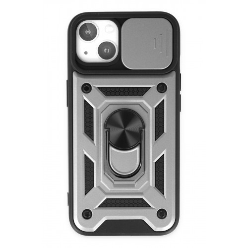 Newface iPhone 14 Kılıf Pars Lens Yüzüklü Silikon - Gümüş