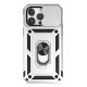 Newface iPhone 14 Pro Max Kılıf Pars Lens Yüzüklü Silikon - Gümüş