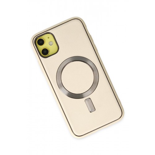 Newface iPhone 12 Kılıf Coco Deri Magneticsafe Silikon - Krem Newface iPhone 12 Kılıf Coco Deri Magneticsafe Silikon - Krem