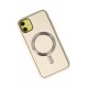 Newface iPhone 12 Kılıf Coco Deri Magneticsafe Silikon - Krem