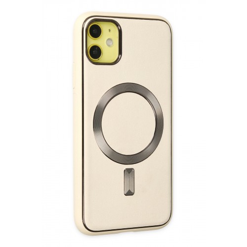 Newface iPhone 12 Kılıf Coco Deri Magneticsafe Silikon - Krem Newface iPhone 12 Kılıf Coco Deri Magneticsafe Silikon - Krem