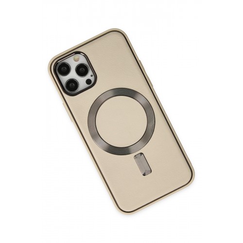 Newface iPhone 12 Pro Kılıf Coco Deri Magneticsafe Silikon - Krem Newface iPhone 12 Pro Kılıf Coco Deri Magneticsafe Silikon - Krem