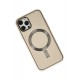 Newface iPhone 12 Pro Kılıf Coco Deri Magneticsafe Silikon - Krem