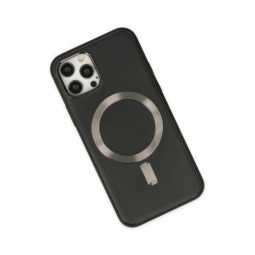 Newface iPhone 12 Pro Max Kılıf Coco Deri Magneticsafe Silikon - Siyah Newface iPhone 12 Pro Max Kılıf Coco Deri Magneticsafe Silikon - Siyah