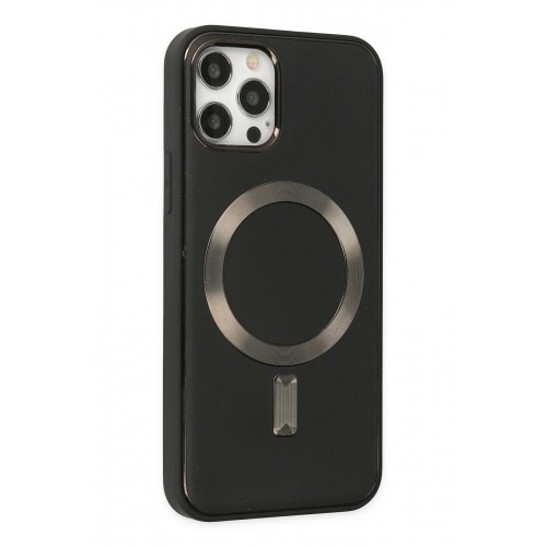 Newface iPhone 12 Pro Max Kılıf Coco Deri Magneticsafe Silikon - Siyah Newface iPhone 12 Pro Max Kılıf Coco Deri Magneticsafe Silikon - Siyah