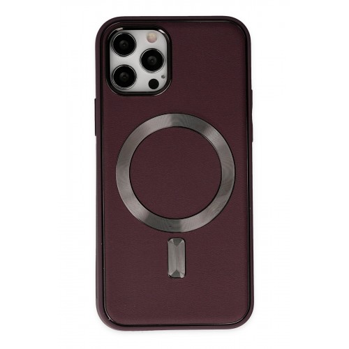 Newface iPhone 12 Pro Max Kılıf Coco Deri Magneticsafe Silikon - Bordo Newface iPhone 12 Pro Max Kılıf Coco Deri Magneticsafe Silikon - Bordo