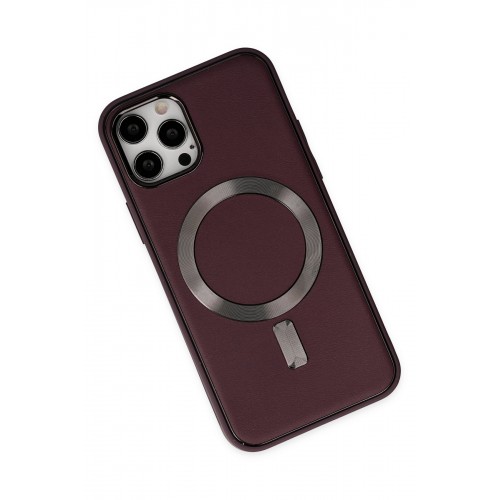 Newface iPhone 12 Pro Max Kılıf Coco Deri Magneticsafe Silikon - Bordo Newface iPhone 12 Pro Max Kılıf Coco Deri Magneticsafe Silikon - Bordo
