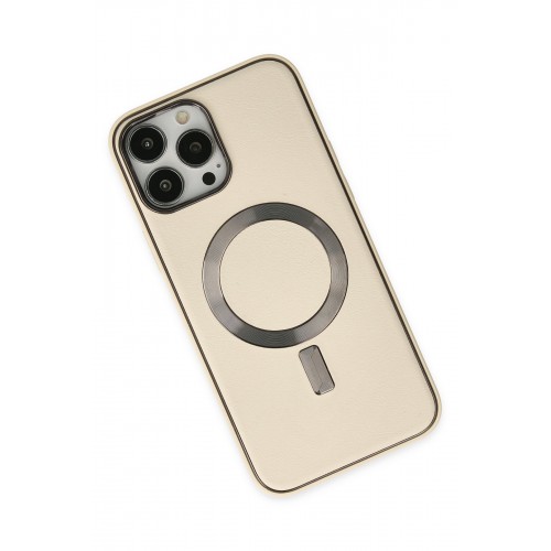 Newface iPhone 13 Pro Kılıf Coco Deri Magneticsafe Silikon - Krem Newface iPhone 13 Pro Kılıf Coco Deri Magneticsafe Silikon - Krem