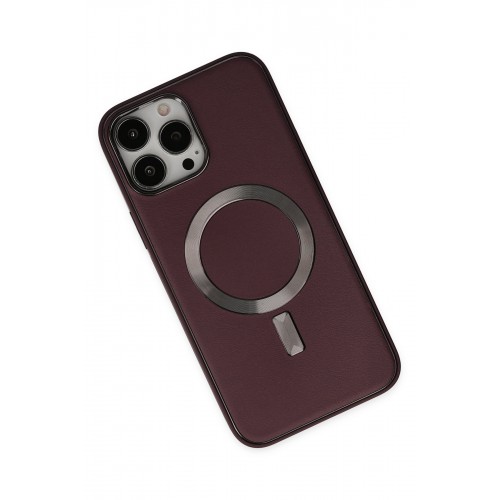 Newface iPhone 13 Pro Kılıf Coco Deri Magneticsafe Silikon - Bordo Newface iPhone 13 Pro Kılıf Coco Deri Magneticsafe Silikon - Bordo
