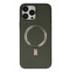 Newface iPhone 13 Pro Max Kılıf Coco Deri Magneticsafe Silikon - Haki Yeşil