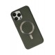 Newface iPhone 13 Pro Max Kılıf Coco Deri Magneticsafe Silikon - Haki Yeşil