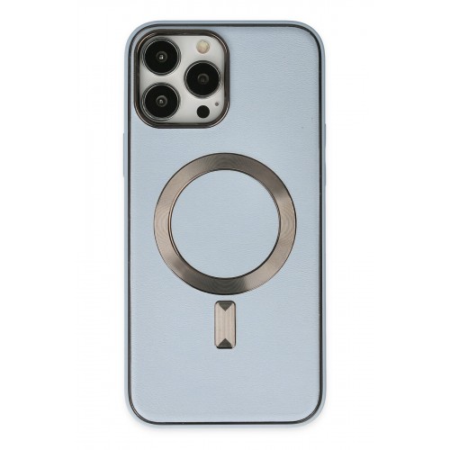 Newface iPhone 13 Pro Max Kılıf Coco Deri Magneticsafe Silikon - Sierra Blue