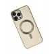Newface iPhone 13 Pro Max Kılıf Coco Deri Magneticsafe Silikon - Krem