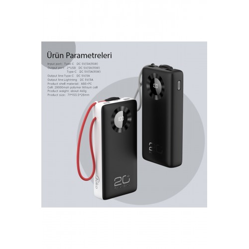 Konfulon J08 Powerbank 20.000 mAh - Siyah Konfulon J08 Powerbank 20.000 mAh - Siyah