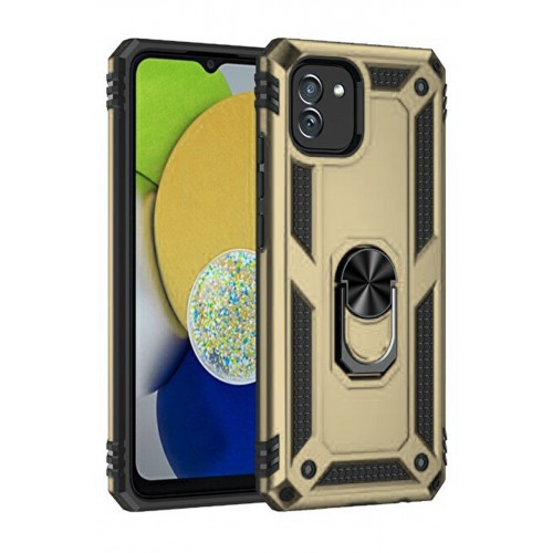 Newface Samsung Galaxy A03 Kılıf Sofya Yüzüklü Silikon Kapak - Gold Newface Samsung Galaxy A03 Kılıf Sofya Yüzüklü Silikon Kapak - Gold