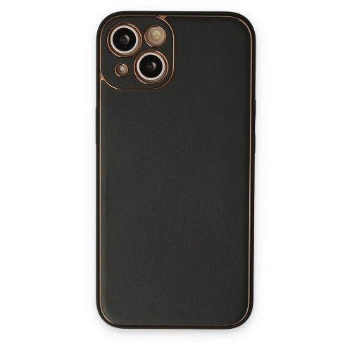 Newface iPhone 14 Kılıf Coco Deri Silikon Kapak - Siyah