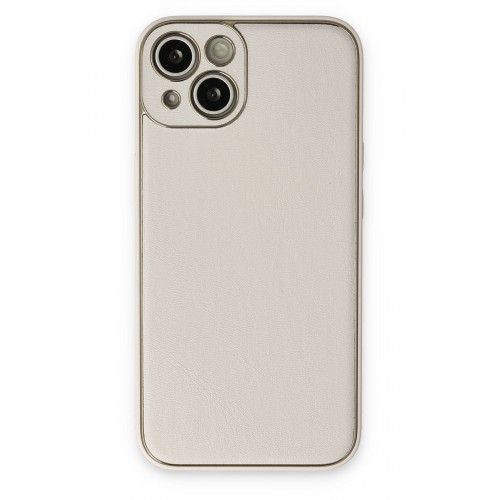 Newface iPhone 14 Kılıf Coco Deri Silikon Kapak - Beyaz