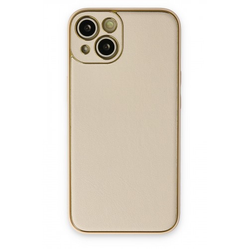 Newface iPhone 14 Plus Kılıf Coco Deri Silikon Kapak - Gold