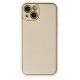 Newface iPhone 14 Plus Kılıf Coco Deri Silikon Kapak - Gold
