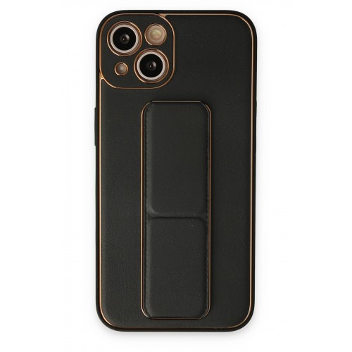 Newface iPhone 14 Kılıf Coco Deri Standlı Kapak - Siyah