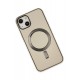 Newface iPhone 14 Kılıf Coco Deri Magneticsafe Silikon - Krem