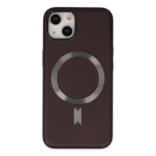 Newface iPhone 14 Kılıf Coco Deri Magneticsafe Silikon - Bordo
