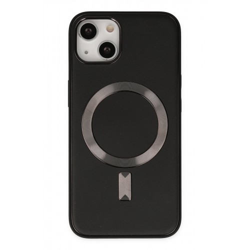 Newface iPhone 14 Plus Kılıf Coco Deri Magneticsafe Silikon - Siyah