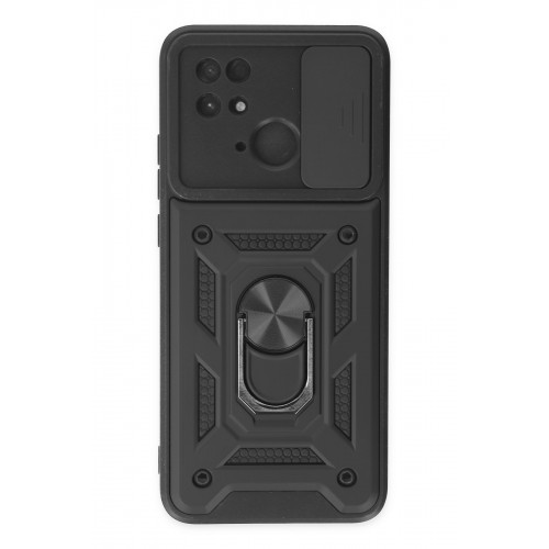 Newface Xiaomi Redmi 10C Kılıf Pars Lens Yüzüklü Silikon - Siyah