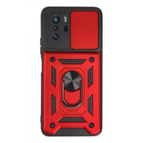 Newface Xiaomi Poco X3 GT Kılıf Pars Lens Yüzüklü Silikon - Kırmızı