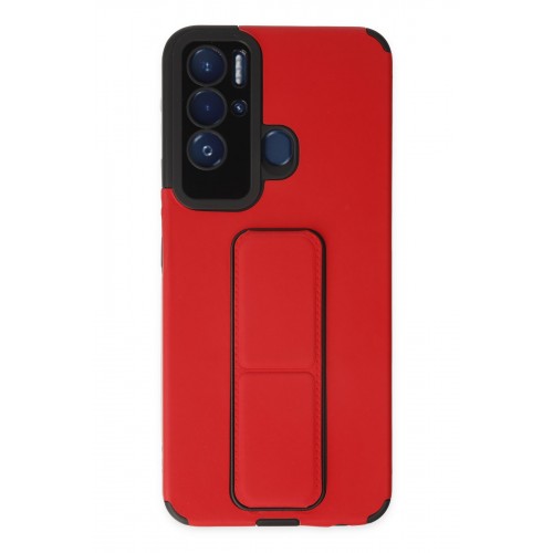 Newface Tecno Pova Neo Kılıf Mega Standlı Silikon - Kırmızı