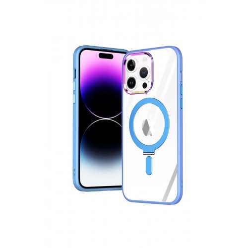 Newface iPhone 14 Pro Kılıf Mudo Magneticsafe Standlı Kapak - Sierra Blue
